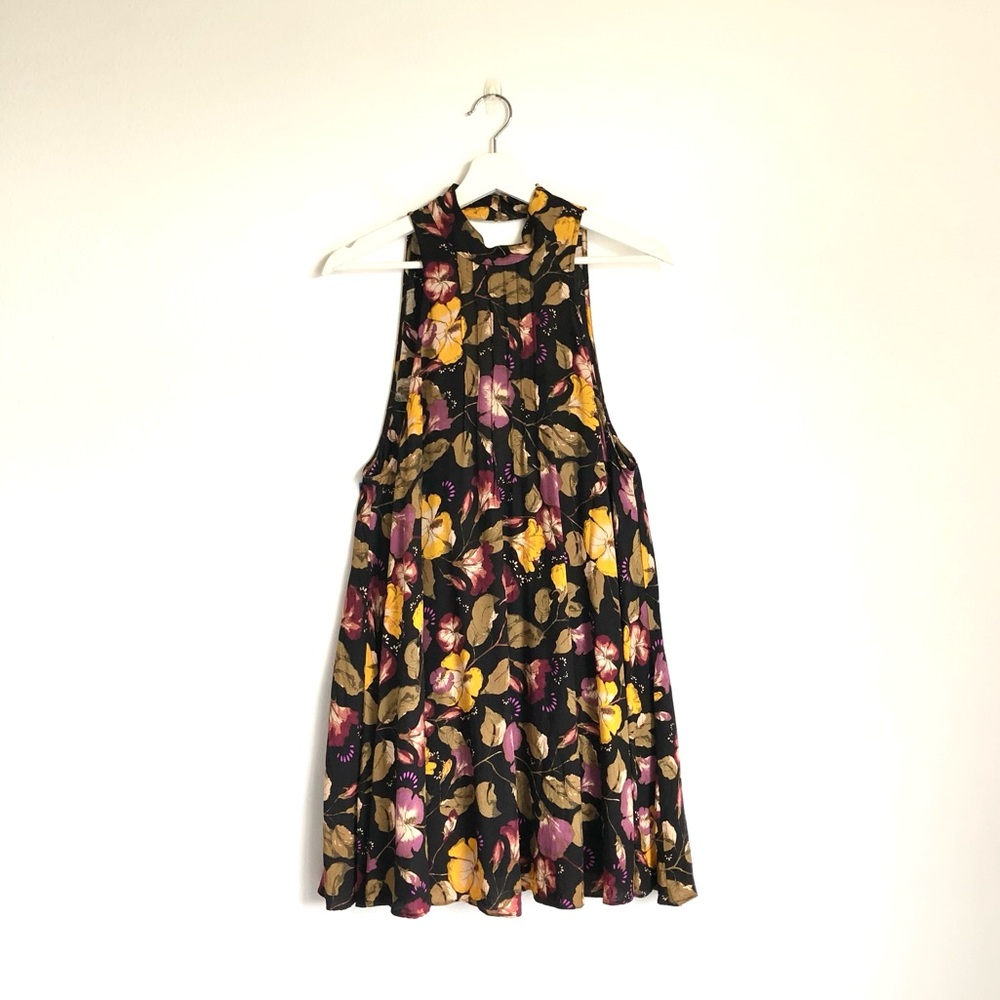 Intimately Free People Beaux Dark Floral Halter Slip Dress Size Small